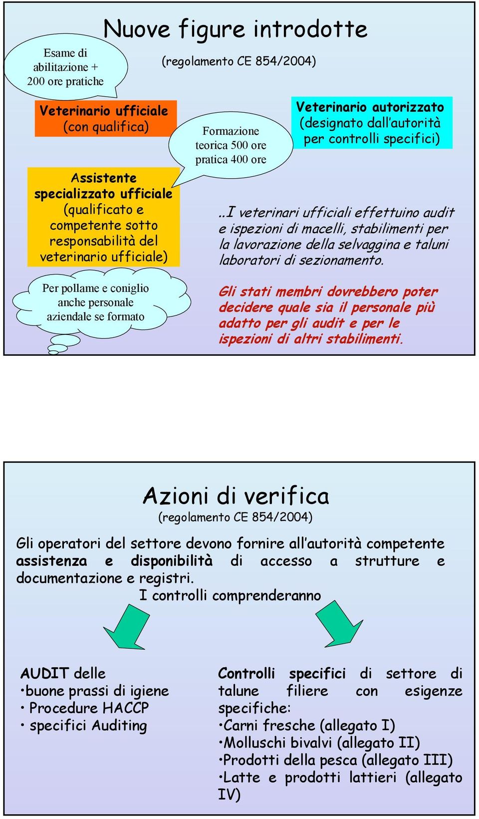 controlli specifici)..i veterinari ufficiali effettuino audit e ispezioni di macelli, stabilimenti per la lavorazione della selvaggina e taluni laboratori di sezionamento.