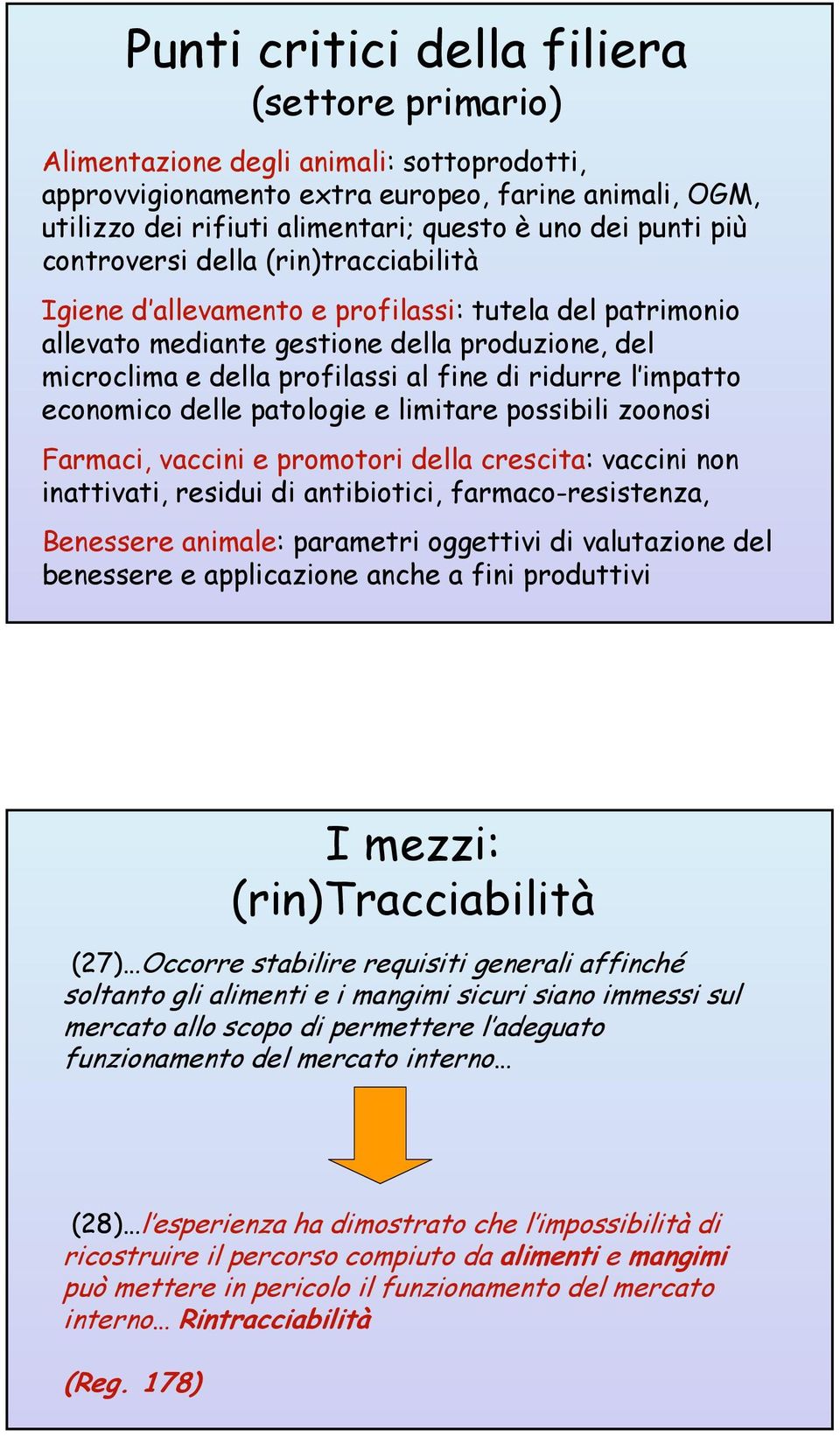 ridurre l impatto economico delle patologie e limitare possibili zoonosi Farmaci, vaccini e promotori della crescita: vaccini non inattivati, residui di antibiotici, farmaco-resistenza, Benessere