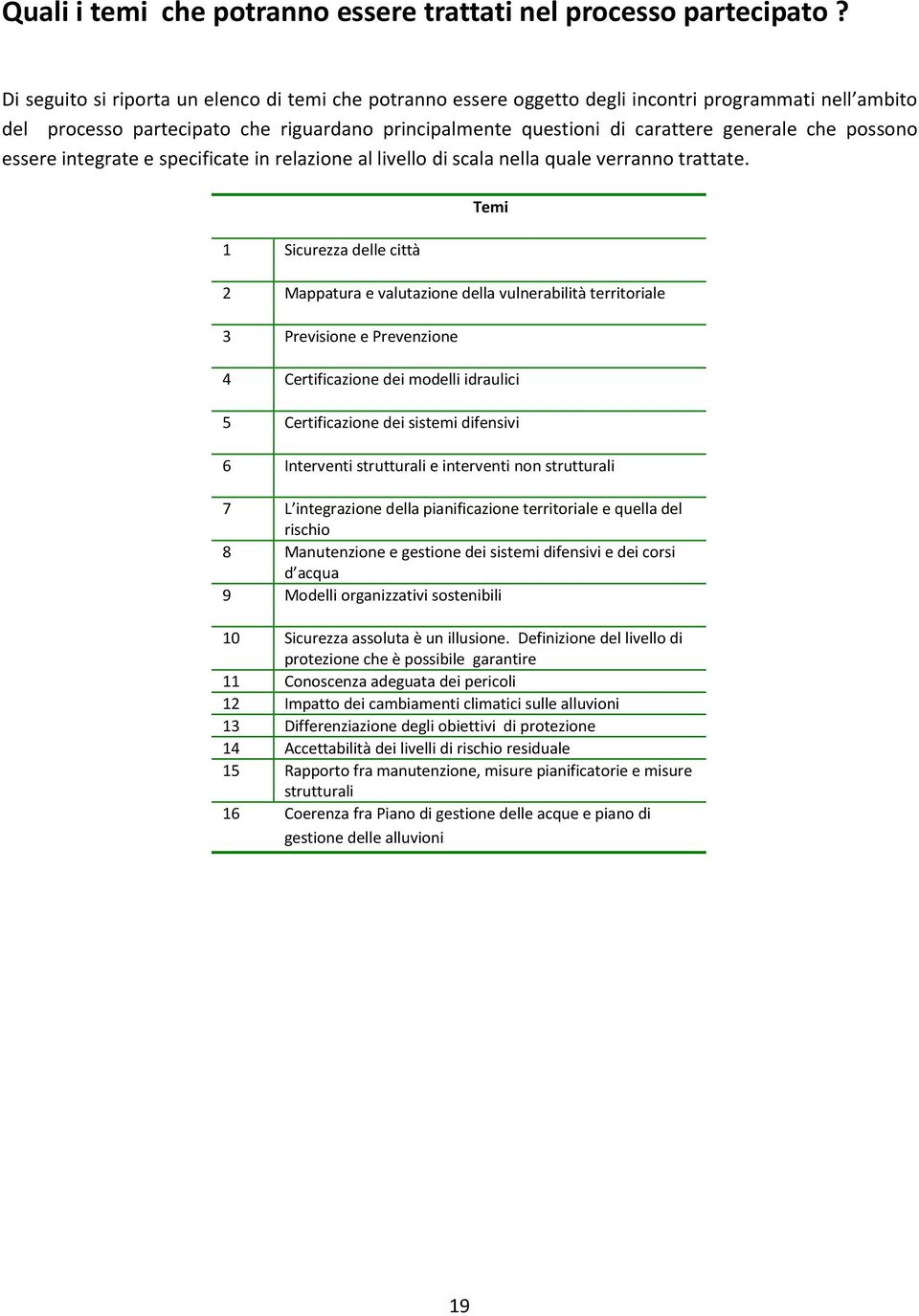 possono essere integrate e specificate in relazione al livello di scala nella quale verranno trattate.