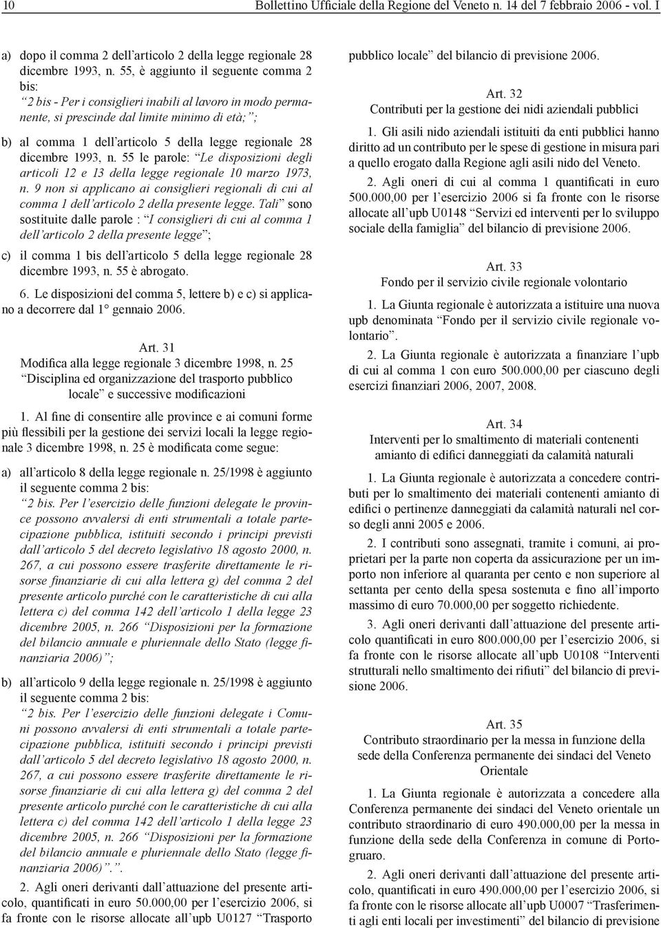 dicembre 1993, n. 55 le parole: Le disposizioni degli articoli 12 e 13 della legge regionale 10 marzo 1973, n.