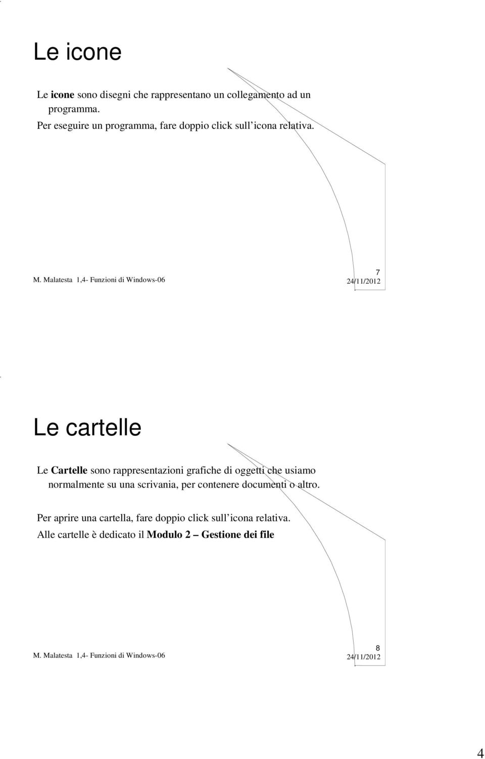 7 Le cartelle Le Cartelle sono rappresentazioni grafiche di oggetti che usiamo normalmente su una