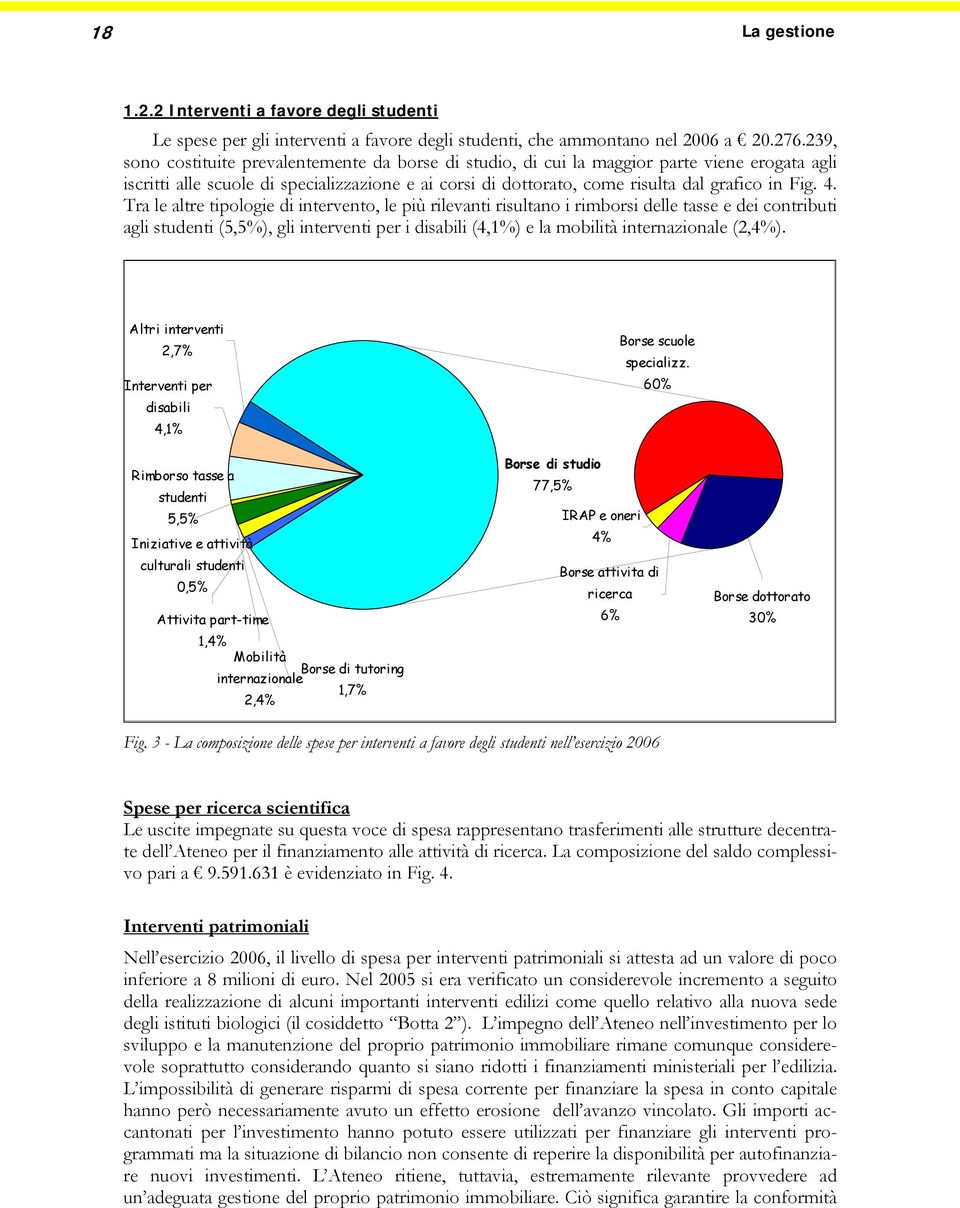 4. Tra le altre tipologie di intervento, le più rilevanti risultano i rimborsi delle tasse e dei contributi agli studenti (5,5%), gli interventi per i disabili (4,1%) e la mobilità internazionale