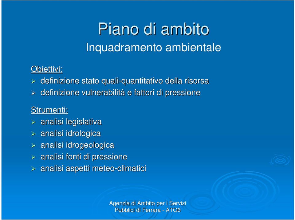 di pressione analisi legislativa analisi idrologica analisi