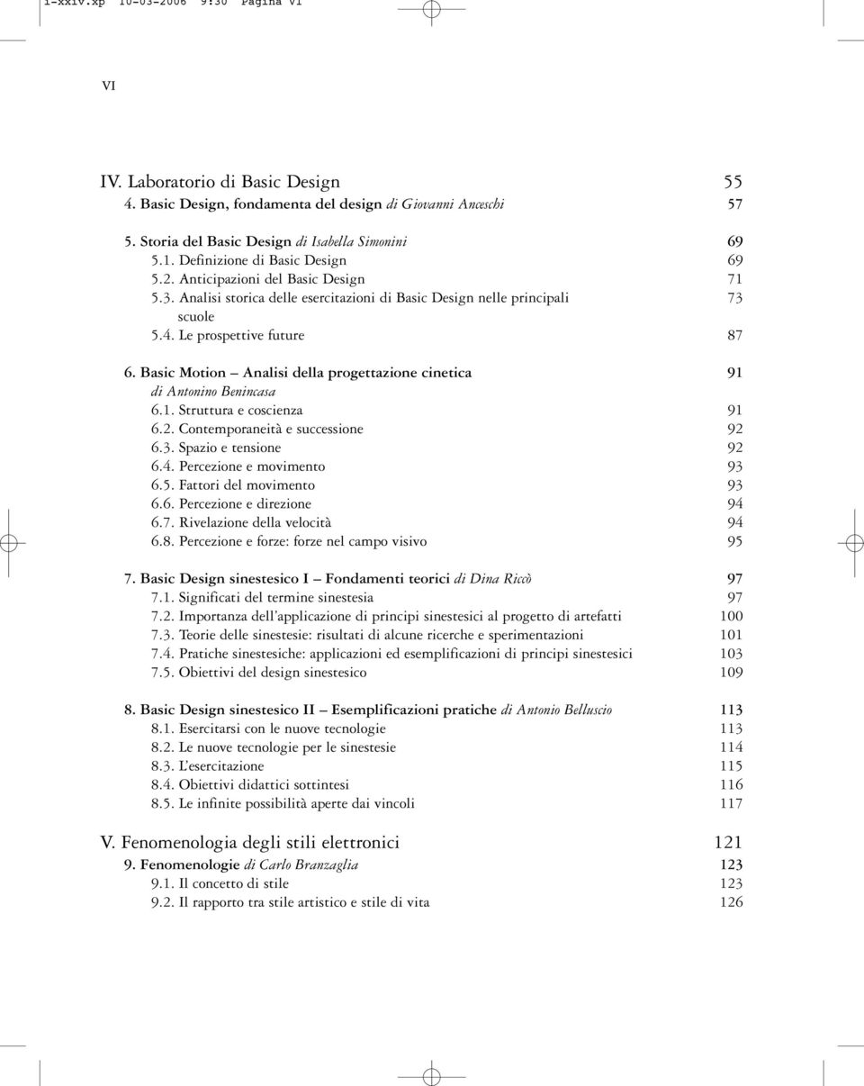 Basic Motion Analisi della progettazione cinetica di Antonino Benincasa 6.1. Struttura e coscienza 6.2. Contemporaneità e successione 6.3. Spazio e tensione 6.4. Percezione e movimento 6.5.