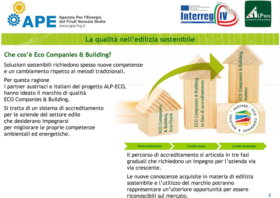 Si tratta di un sistema di accreditamento per le aziende del settore edile che desiderano impegnarsi per migliorare le proprie competenze ambientali ed energetiche.