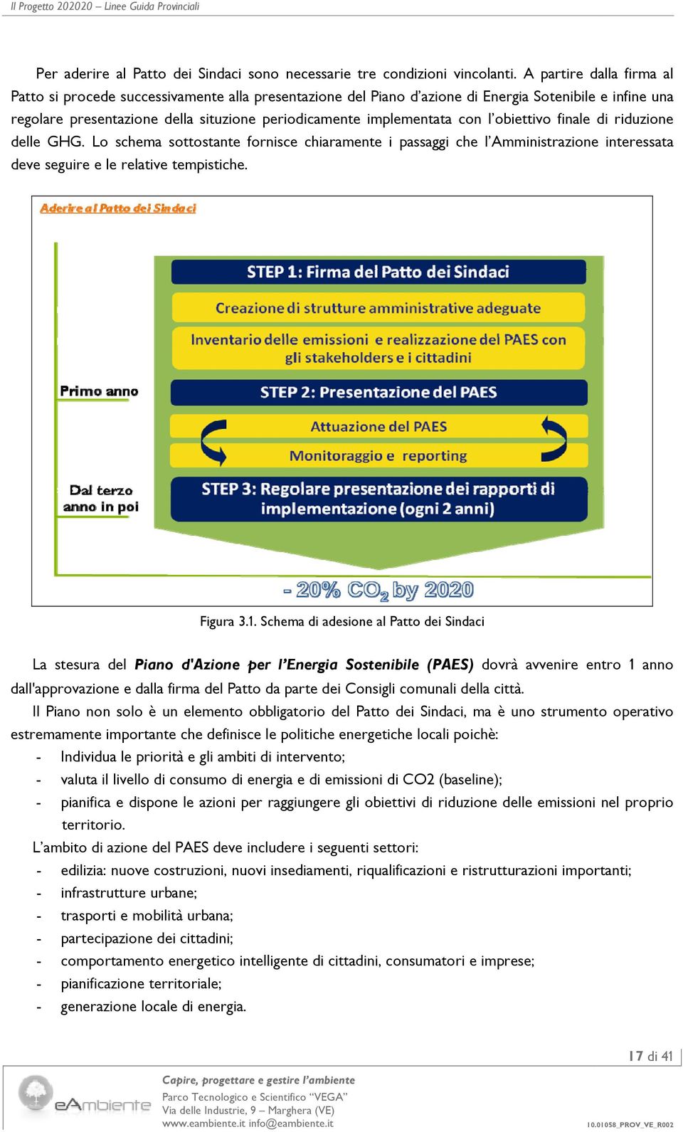 con l obiettivo finale di riduzione delle GHG. Lo schema sottostante fornisce chiaramente i passaggi che l Amministrazione interessata deve seguire e le relative tempistiche. Figura 3.1.