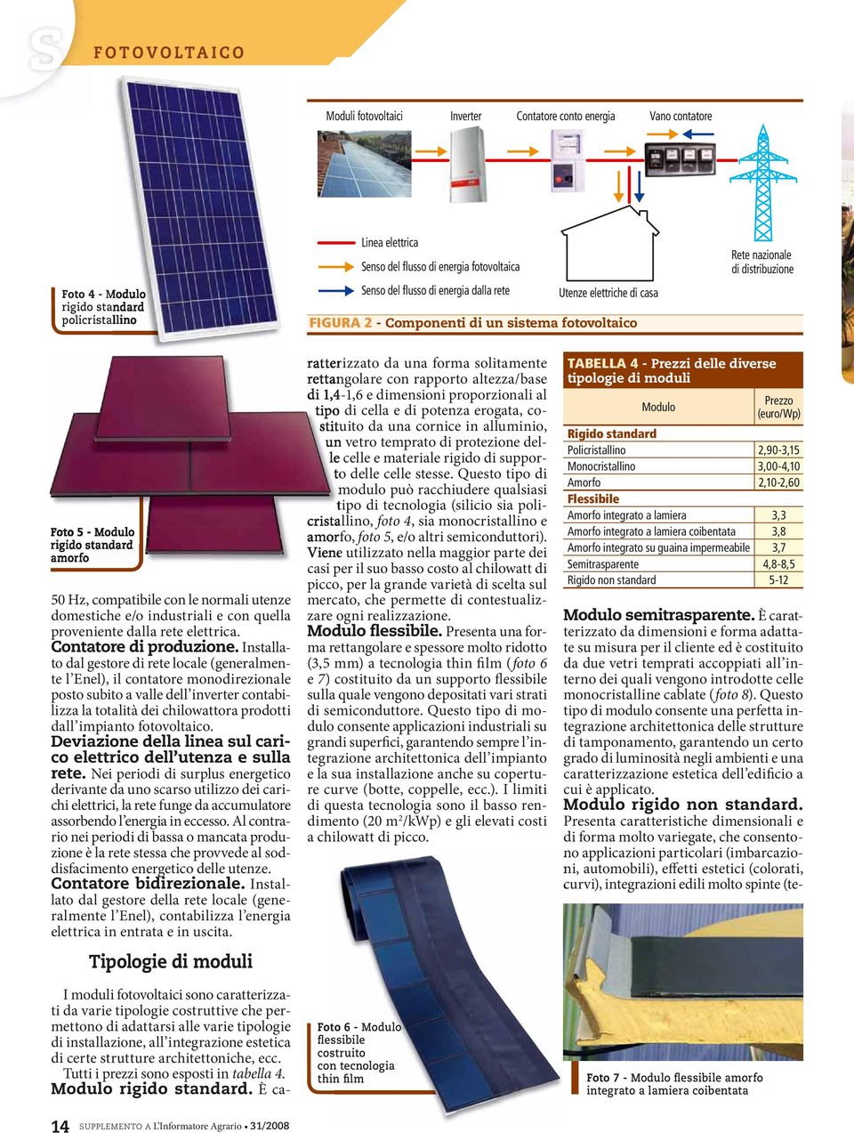 le normali utenze domestiche e/o industriali e con quella proveniente dalla rete elettrica. Contatore di produzione.