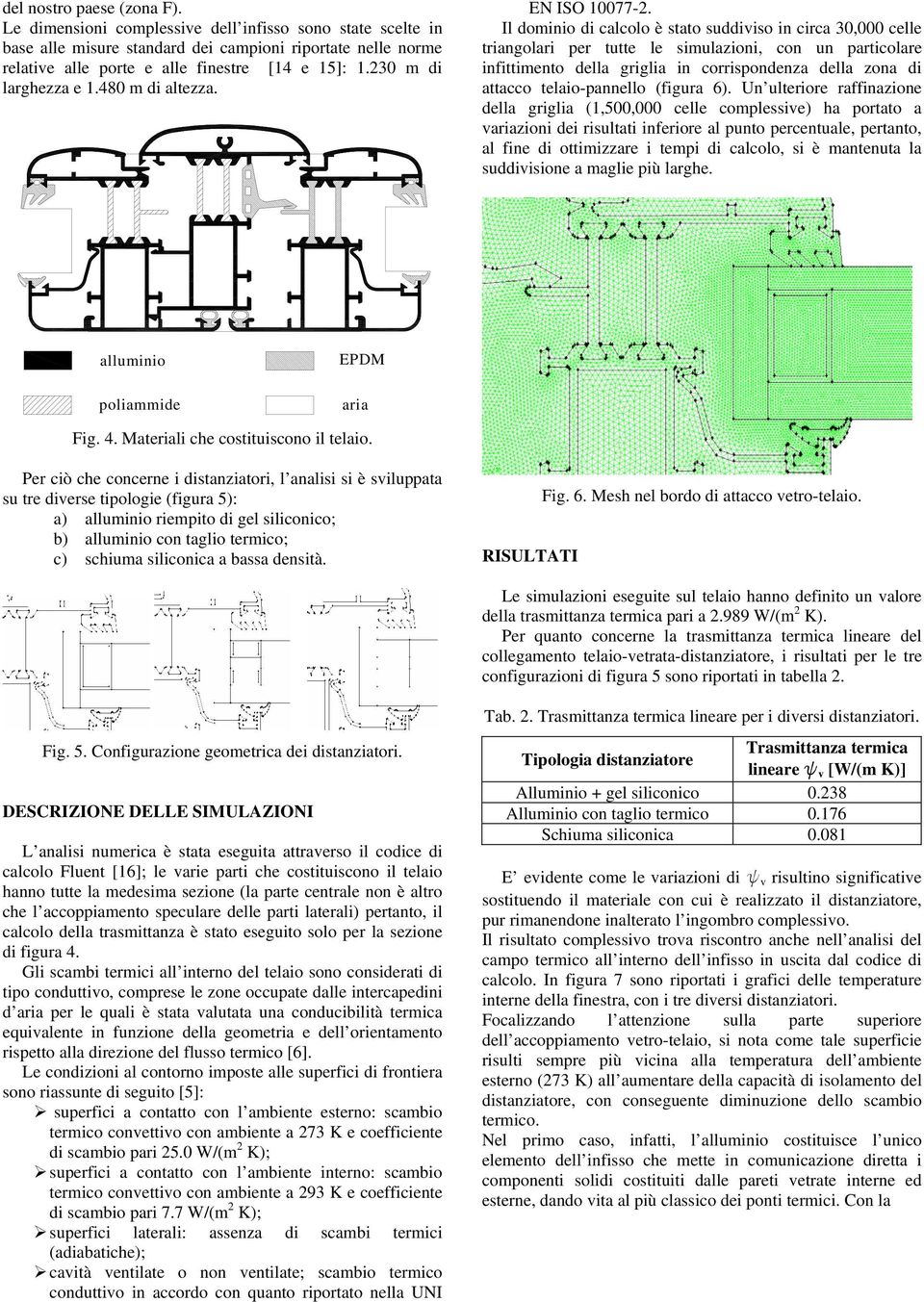 Il dominio di calcolo è sao suddiiso in circa 30,000 celle riangolari per ue le simulazioni, con un paricolare infiimeno della griglia in corrispondenza della zona di aacco elaio-pannello (figura 6).