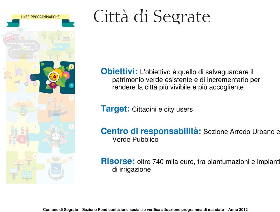 Cittadini e city users Centro di responsabilità: Sezione Arredo Urbano e Verde