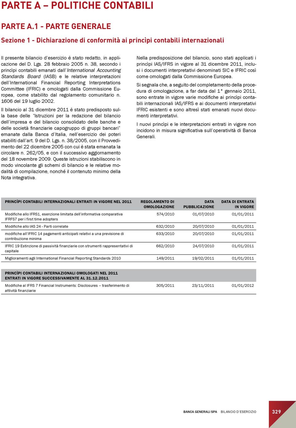 38, secondo i princìpi contabili emanati dall International Accounting Standards Board (IASB) e le relative interpretazioni dell International Financial Reporting Interpretations Committee (IFRIC) e