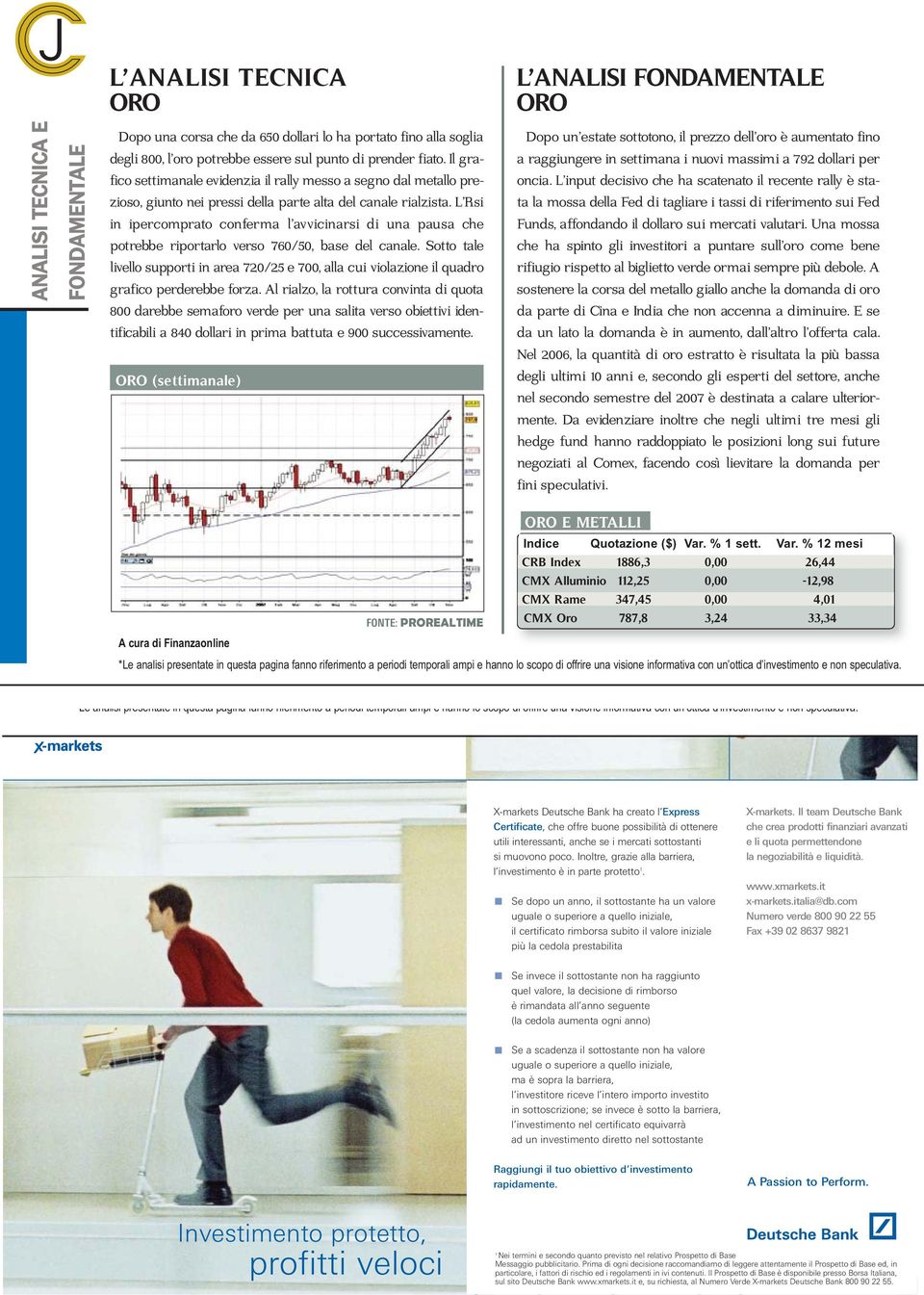 L Rsi in ipercomprato conferma l avvicinarsi di una pausa che potrebbe riportarlo verso 760/50, base del canale.