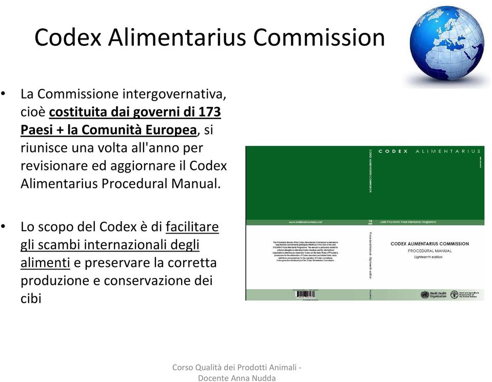 aggiornare il Codex AlimentariusProceduralManual.