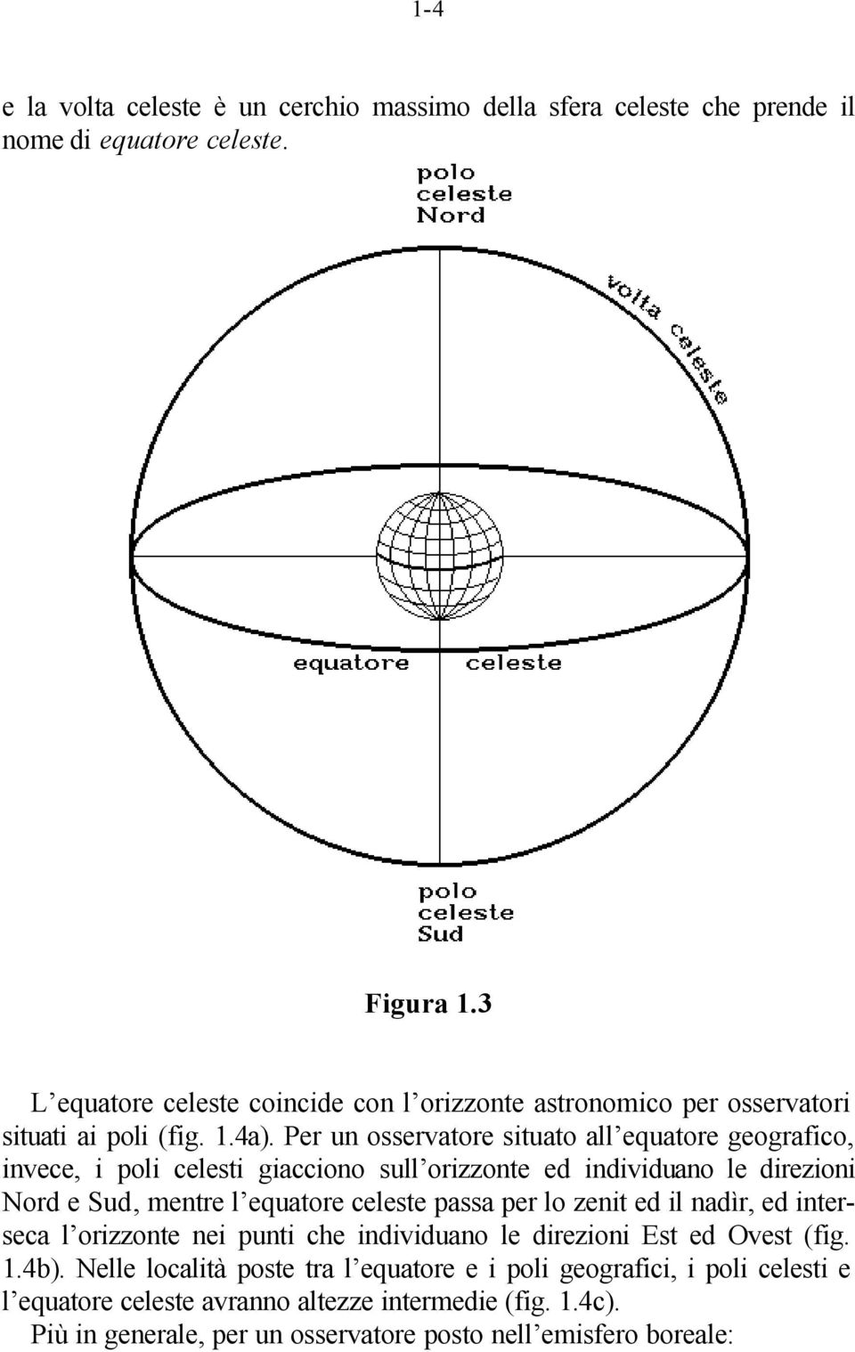 Per un osservatore situato all equatore geografico, invece, i poli celesti giacciono sull orizzonte ed individuano le direzioni Nord e Sud, mentre l equatore celeste passa per