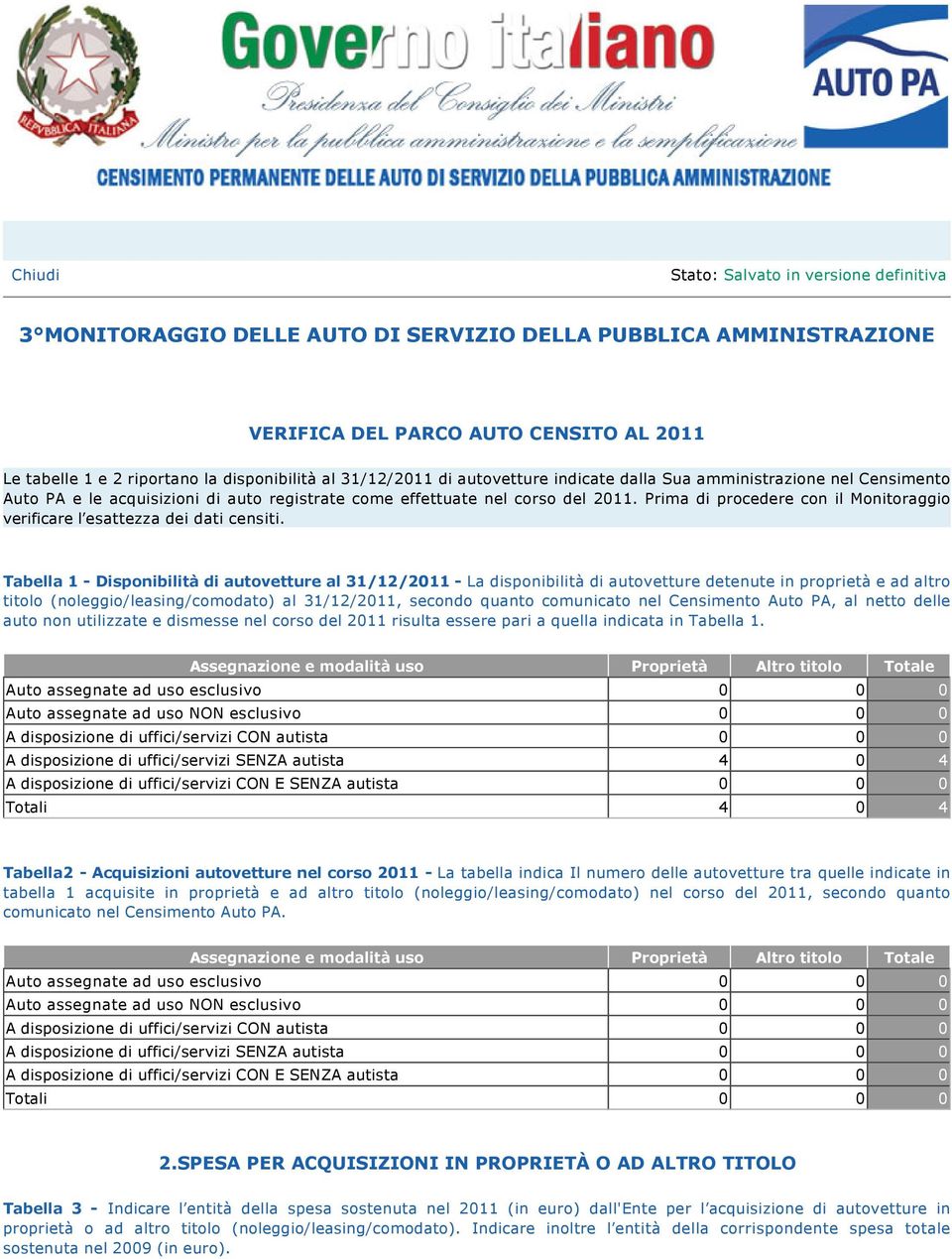 Prima di procedere con il Monitoraggio verificare l esattezza dei dati censiti.