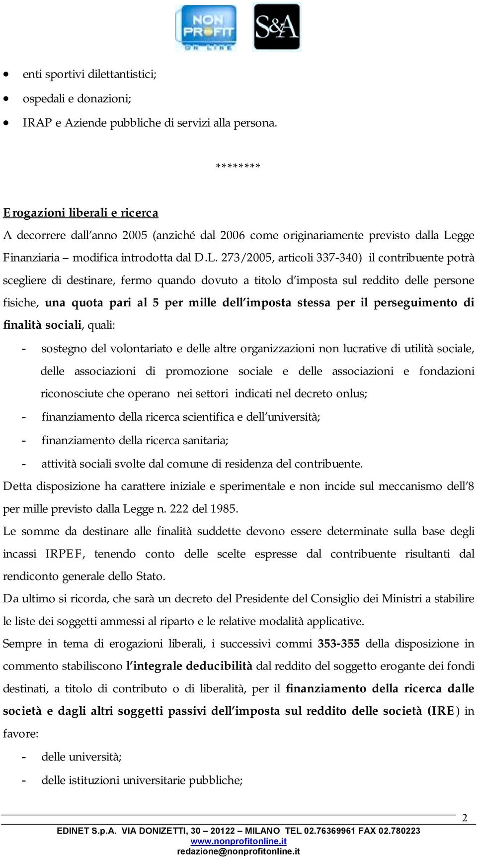 gge Finanziaria modifica introdotta dal D.L.