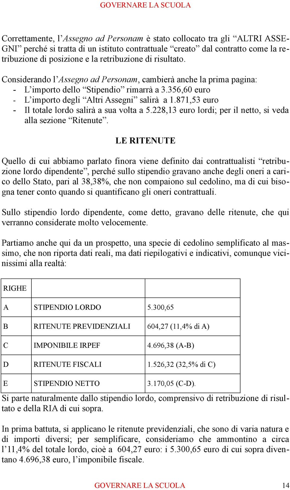 871,53 euro Il totale lordo salirà a sua volta a 5.228,13 euro lordi; per il netto, si veda alla sezione Ritenute.