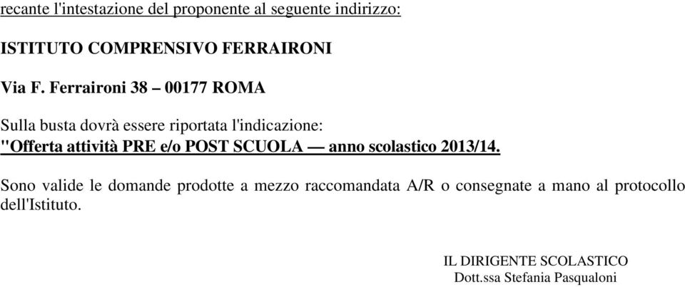 e/o POST SCUOLA anno scolastico 2013/14.