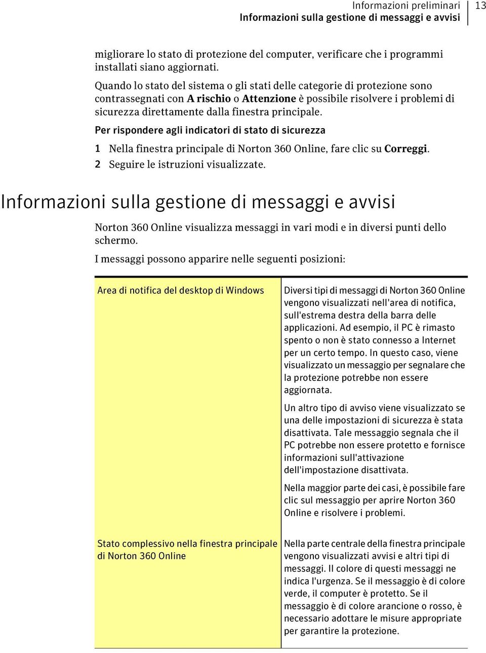 principale. Per rispondere agli indicatori di stato di sicurezza 1 Nella finestra principale di Norton 360 Online, fare clic su Correggi. 2 Seguire le istruzioni visualizzate.