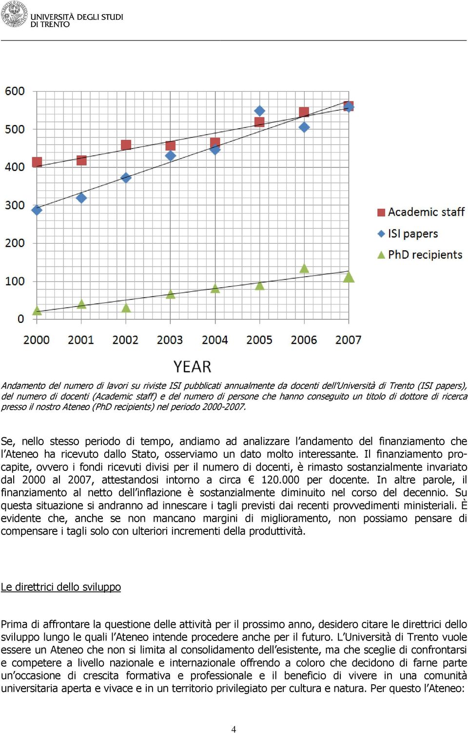 Se, nello stesso periodo di tempo, andiamo ad analizzare l andamento del finanziamento che l Ateneo ha ricevuto dallo Stato, osserviamo un dato molto interessante.