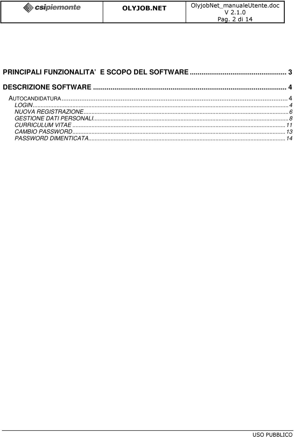 ..4 NUOVA REGISTRAZIONE...6 GESTIONE DATI PERSONALI.