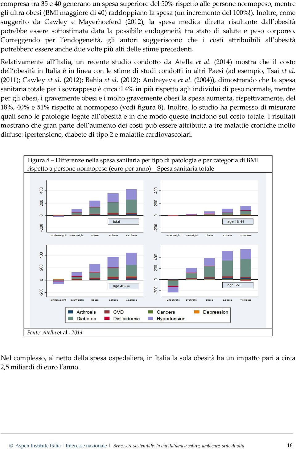 Inoltre, come suggerito da Cawley e Mayerhoeferd (2012), la spesa medica diretta risultante dall obesità potrebbe essere sottostimata data la possibile endogeneità tra stato di salute e peso corporeo.