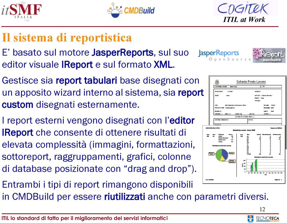 I report esterni vengono disegnati con l editor IReport che consente di ottenere risultati di elevata complessità (immagini, formattazioni,