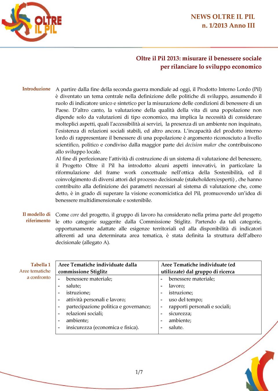 oggi, il Prodotto Interno Lordo (Pil) è diventato un tema centrale nella definizione delle politiche di sviluppo, assumendo il ruolo di indicatore unico e sintetico per la misurazione delle