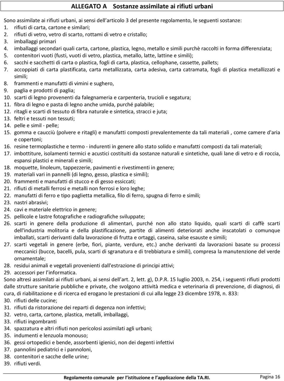 imballaggi secondari quali carta, cartone, plastica, legno, metallo e simili purchè raccolti in forma differenziata; 5.