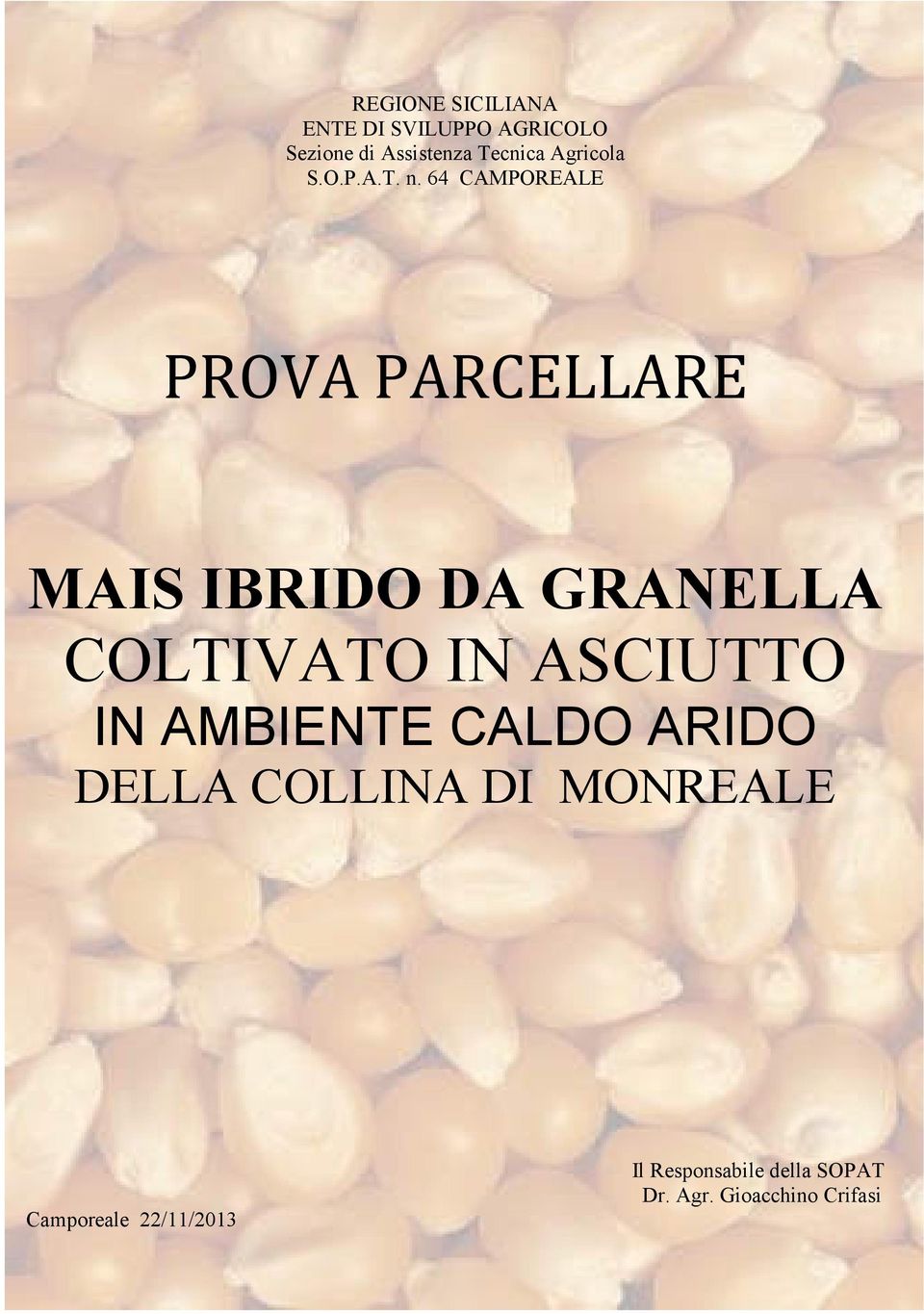 64 CAMPOREALE PROVA PARCELLARE MAIS IBRIDO DA GRANELLA COLTIVATO IN