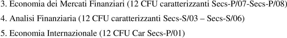 Analisi Finanziaria (12 CFU caratterizzanti