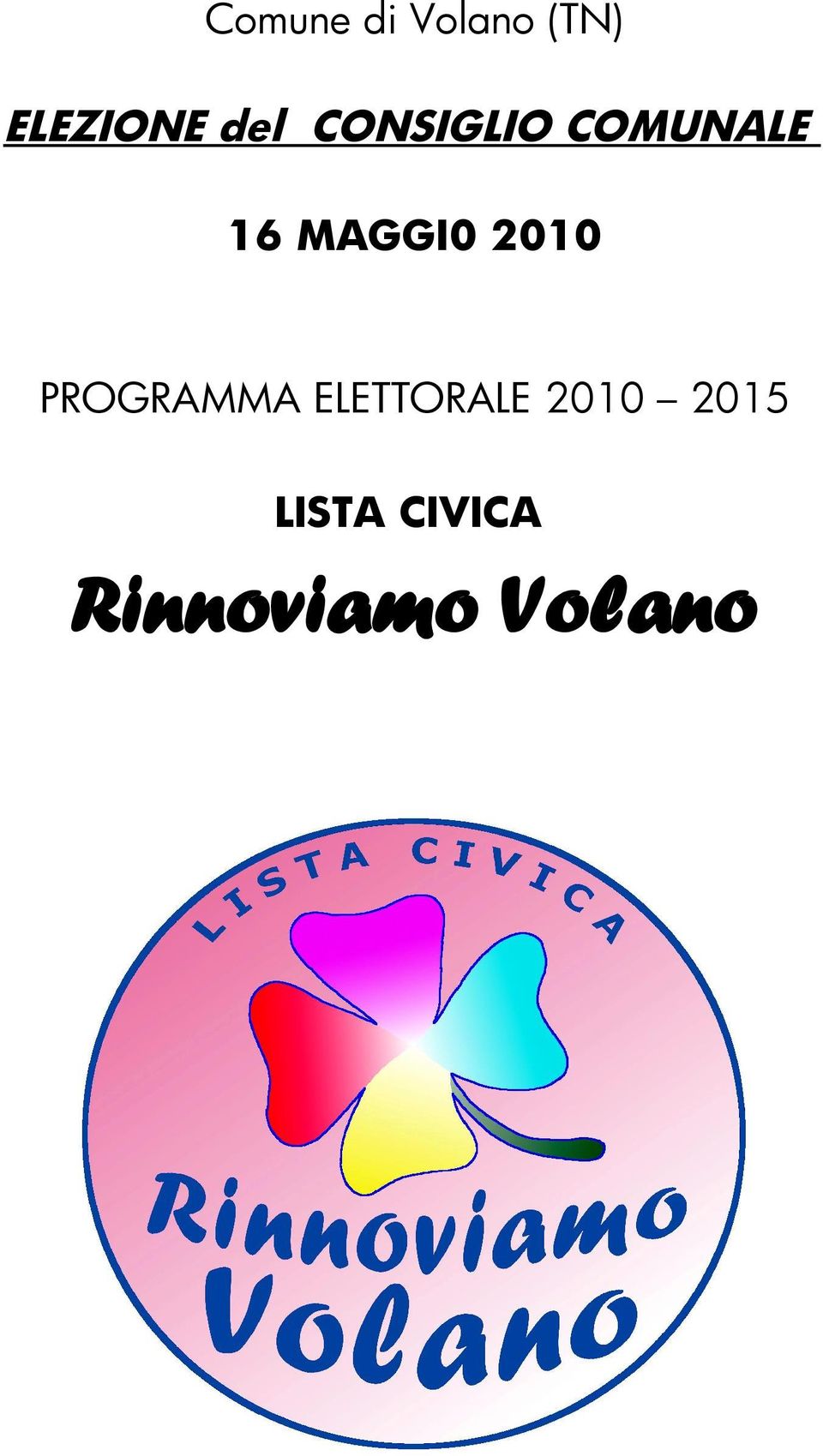 2010 PROGRAMMA ELETTORALE 2010