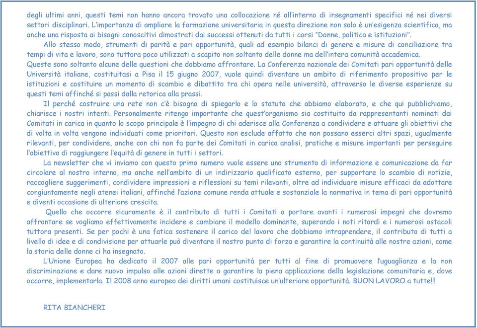 corsi Donne, politica e istituzioni.