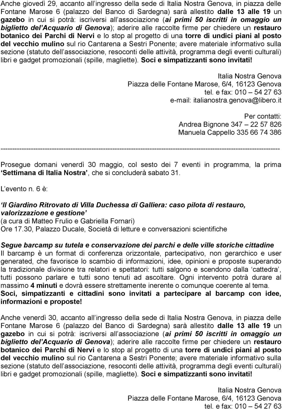 6 è: Il Giardino Ritrovato di Villa Duchessa di Galliera: caso pilota di restauro, valorizzazione e gestione (a cura