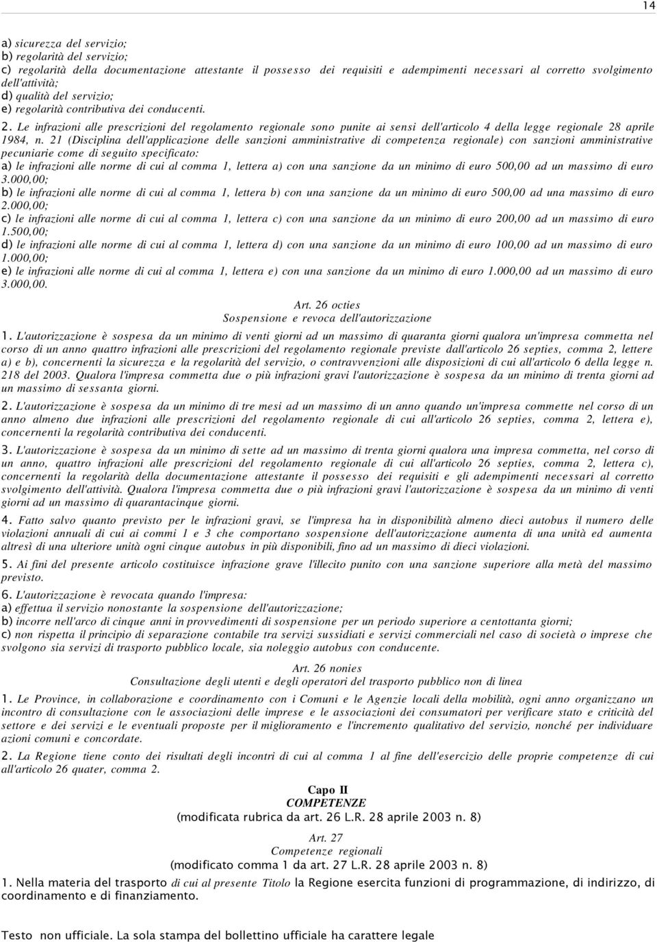 Le infrazioni alle prescrizioni del regolamento regionale sono punite ai sensi dell'articolo 4 della legge regionale 28 aprile 1984, n.