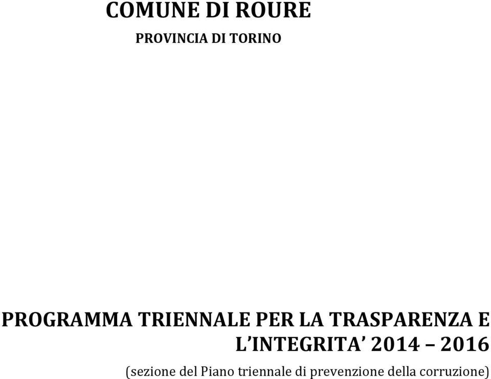 E L INTEGRITA 2014 2016 (sezione del