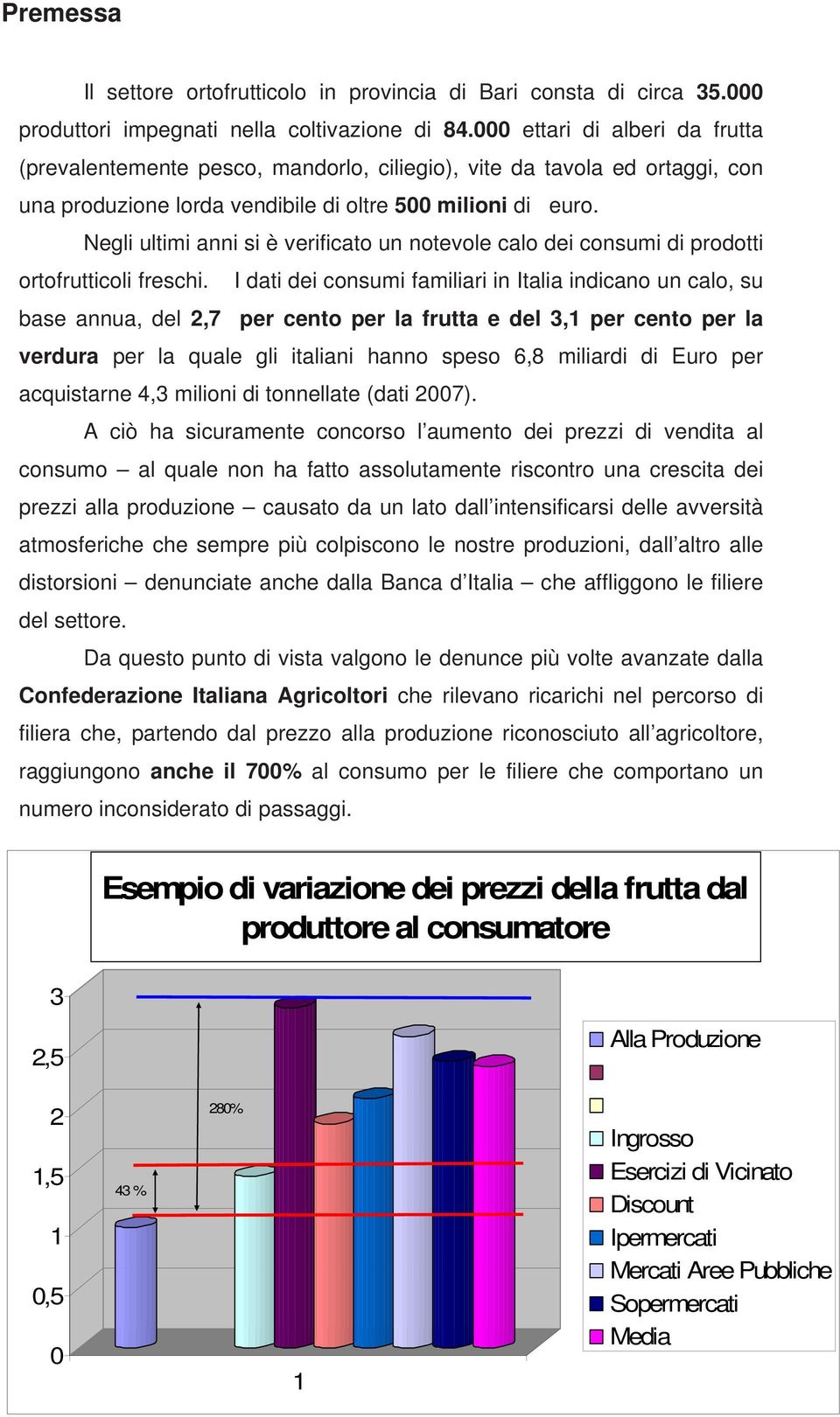 Negli ultimi anni si è verificato un notevole calo dei consumi di prodotti ortofrutticoli freschi.