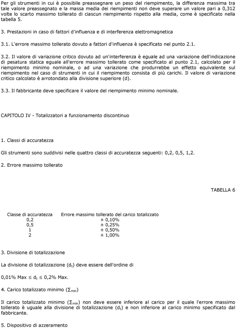 L'errore massimo tollerato dovuto a fattori d'influenza è specificato nel punto 2.