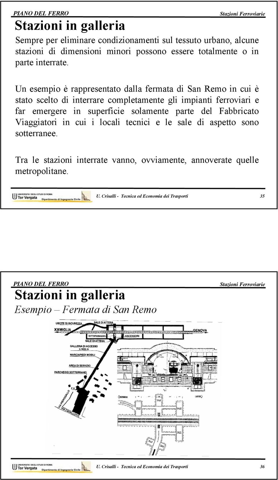 Un esempio è rappresentato dalla fermata di San Remo in cui è stato scelto di interrare completamente gli impianti ferroviari e far emergere in superficie solamente parte