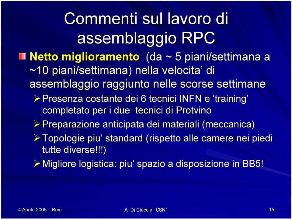 completato per i due tecnici di Protvino Preparazione anticipata dei materiali (meccanica) Topologie piu standard