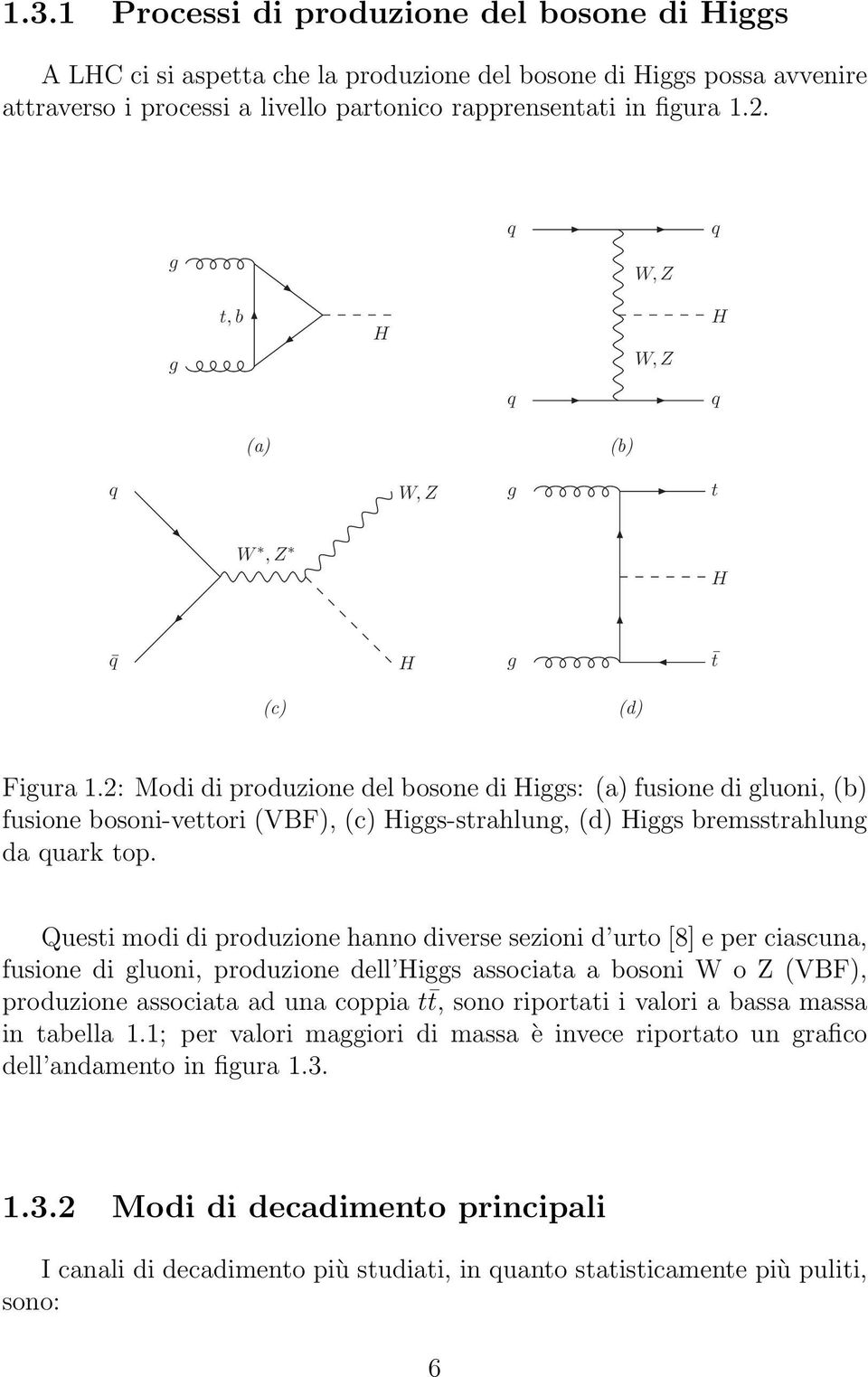 boson fusion, (c) Higgsstrahlung, (d) Higgs bremsstrahlung off top quarks. Figura 1.