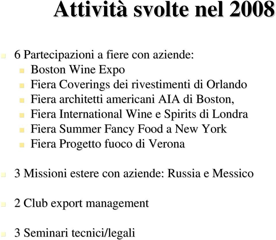 International Wine e Spirits di Londra Fiera Summer Fancy Food a New York Fiera Progetto