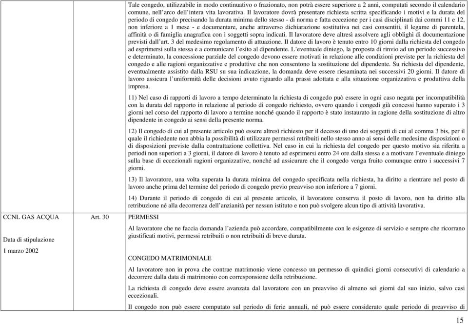 Il lavoratore dovrà presentare richiesta scritta specificando i motivi e la durata del periodo di congedo precisando la durata minima dello stesso - di norma e fatta eccezione per i casi disciplinati