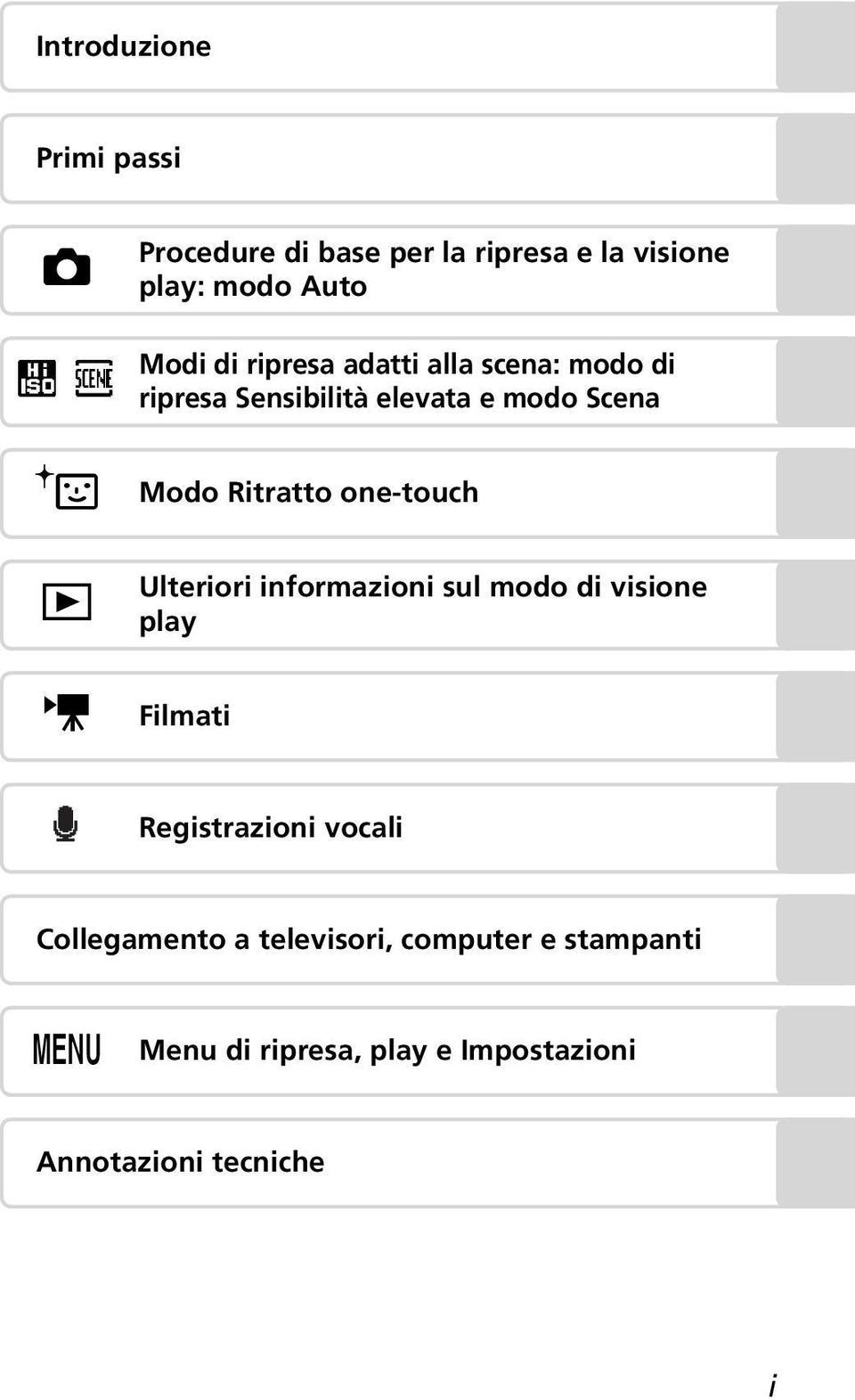 one-touch Ulteriori informazioni sul modo di visione play Filmati Registrazioni vocali