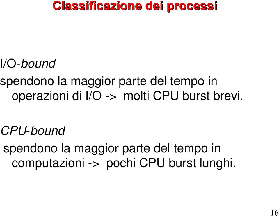 CPU burst brevi.