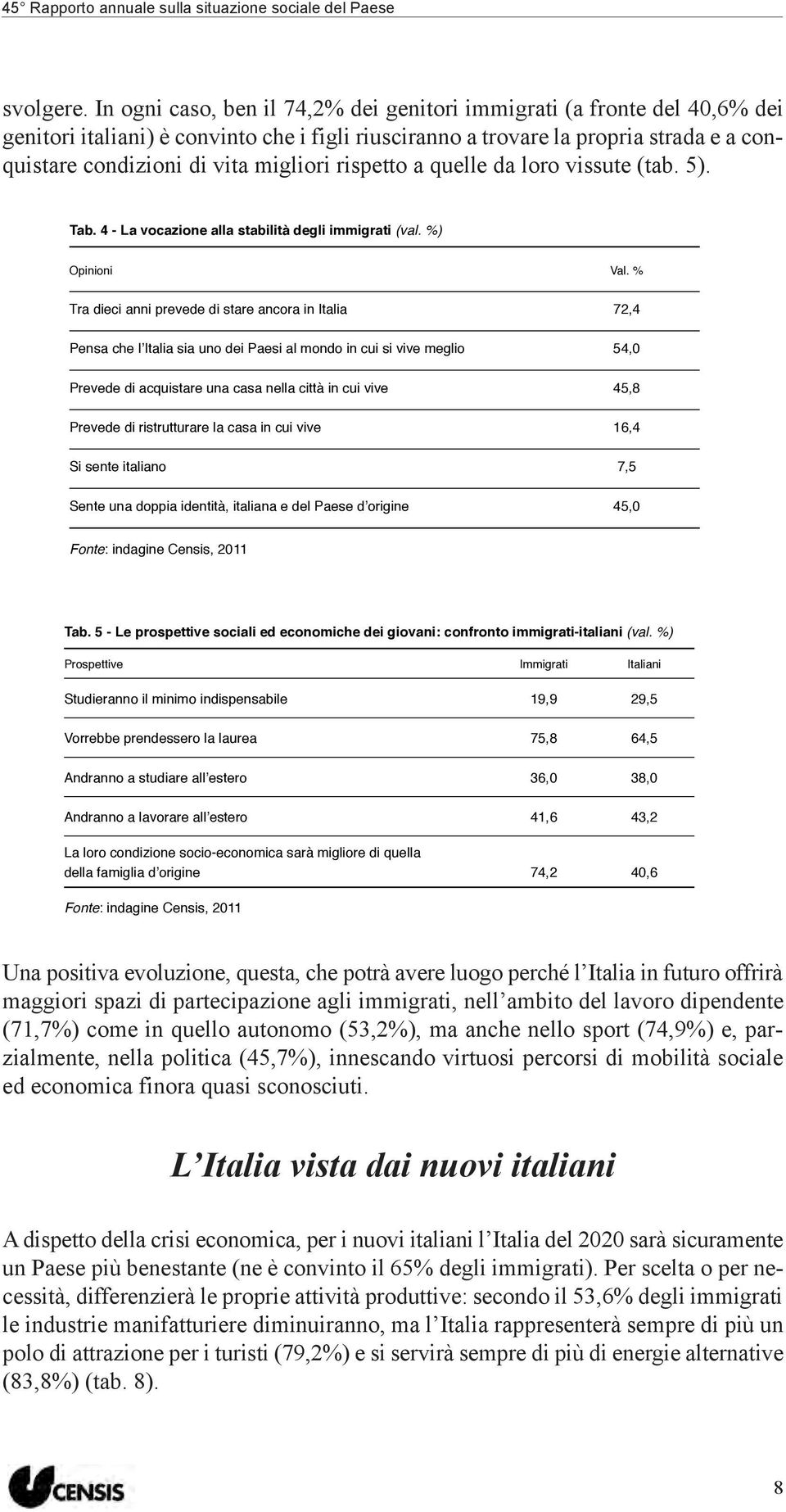 rispetto a quelle da loro vissute (tab. 5).