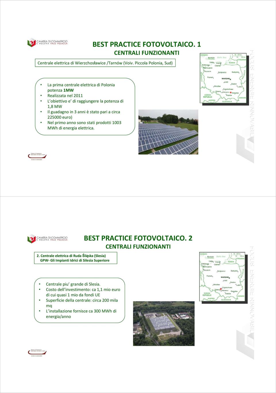 a circa 225000 euro) Nel primo anno sono stati prodotti 1003 MWh di energia elettrica. 2. Centrale elettrica di Ruda Śląska (Slesia) GPW Gli Impianti Idrici di Silesia Superiore Centrale piu grande di Slesia.