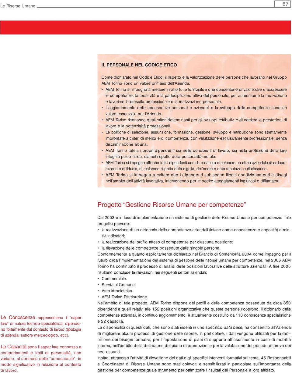 AEM Torino si impegna a mettere in atto tutte le iniziative che consentono di valorizzare e accrescere le competenze, la creatività e la partecipazione attiva del personale, per aumentarne la