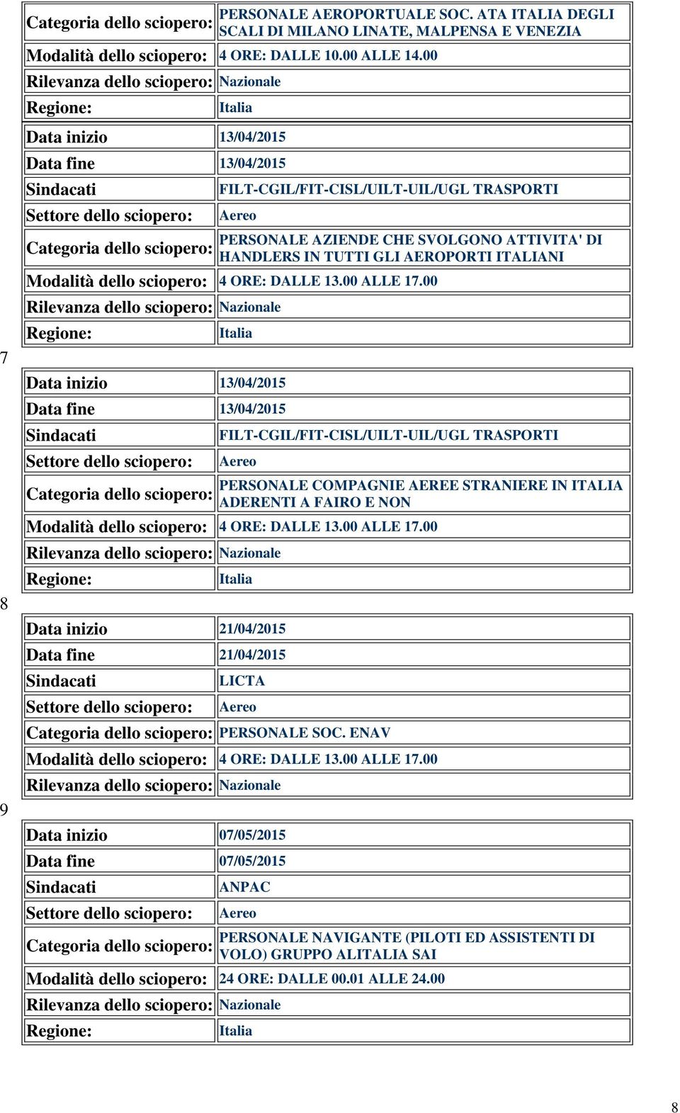 sciopero: 4 ORE: DALLE 13.00 ALLE 17.