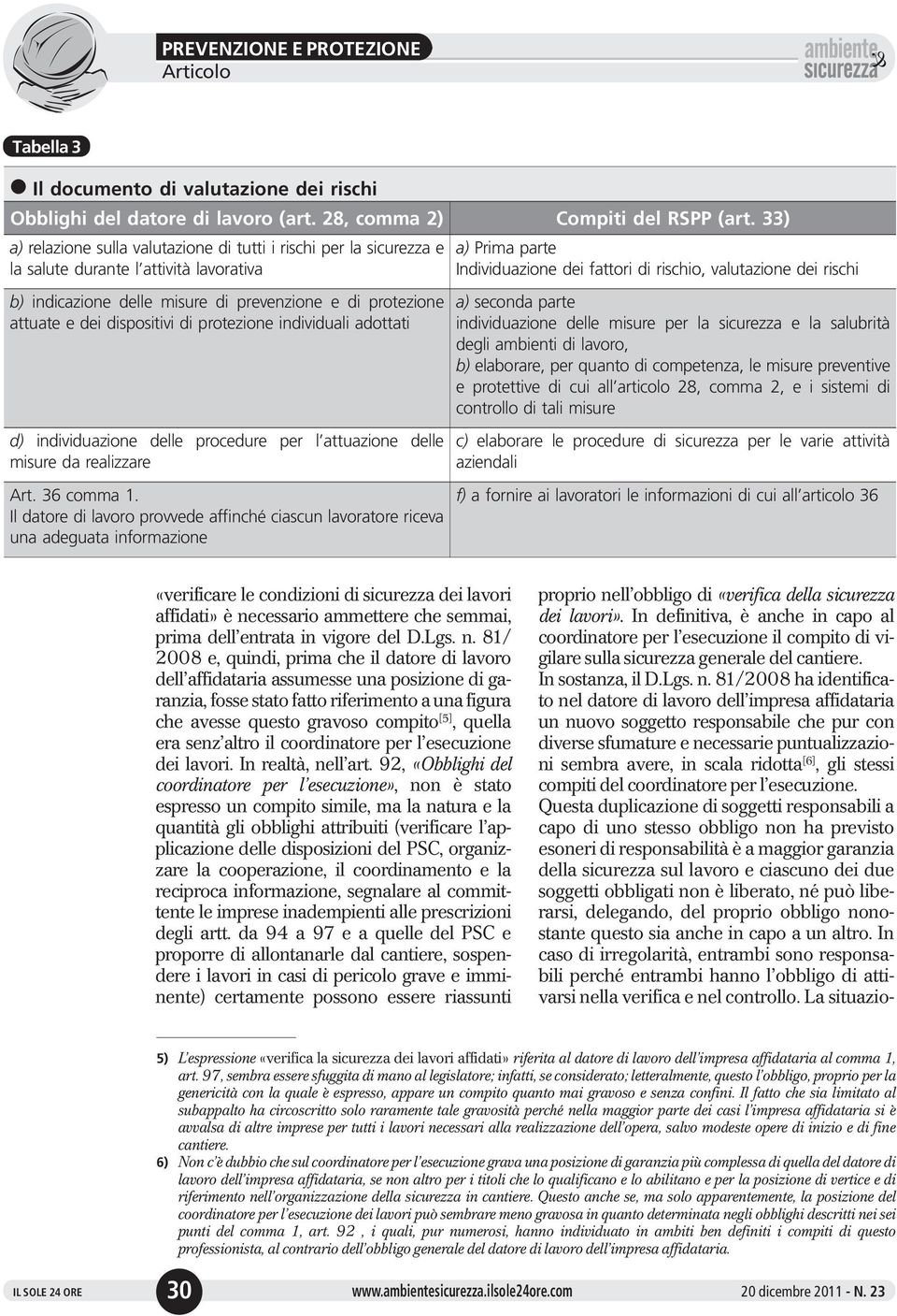 protezione individuali adottati d) individuazione delle procedure per l attuazione delle misure da realizzare Art. 36 comma 1.