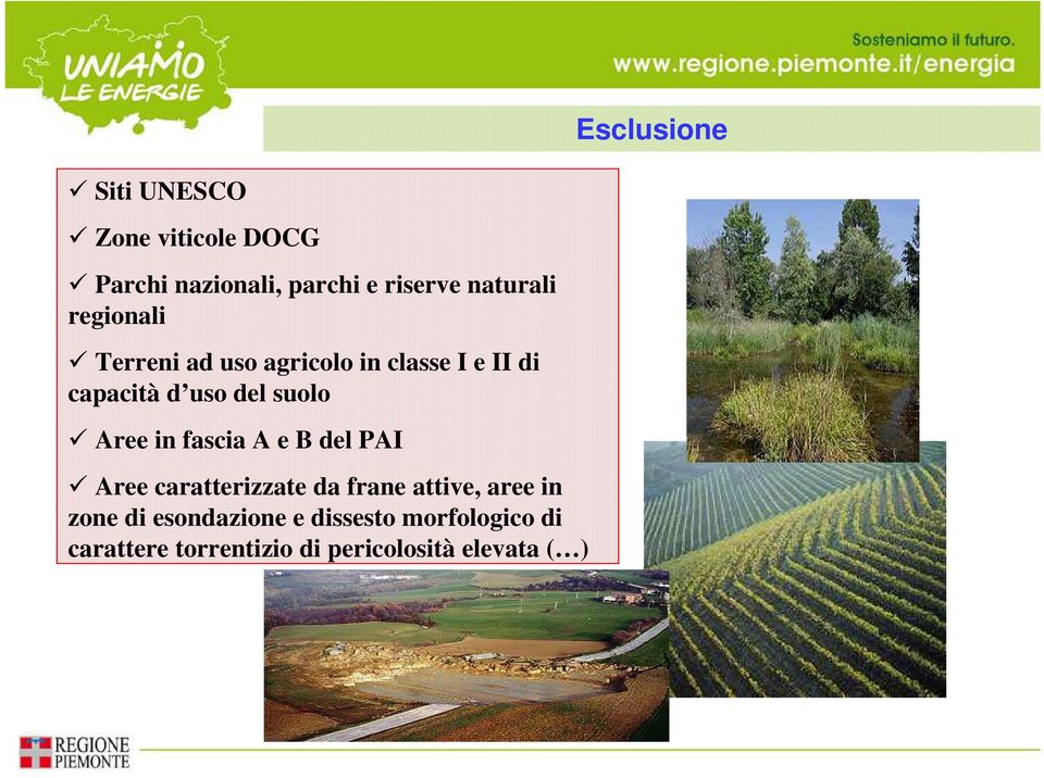 suolo Aree in fascia A e B del PAI Aree caratterizzate da frane attive, aree in